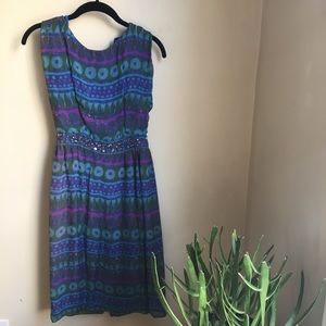 Vintage Dress with Rhinestone Waistband Detail